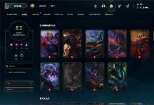 Conta Diamante 4 com 100 Champs e 83 Skins - League of Legends LOL