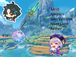 AR10 - Xiao + Lança Primitiva de Jade +Qiqi + 41 tiros - Genshin Impact