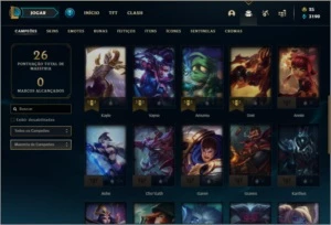 Conta prata 1 com 31 champs e 7 skins - League of Legends LOL