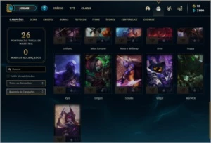 Conta prata 1 com 31 champs e 7 skins - League of Legends LOL