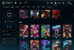 Prata 1 com 150 Champs e 144 Skins ( MAIN SUP / ADC ) - League of Legends LOL