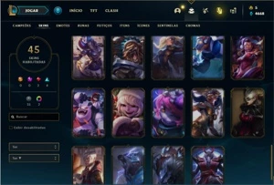 Conta unranked com 105 Champs e 45 Skins - League of Legends LOL