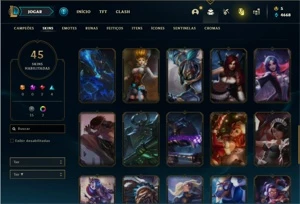 Conta unranked com 105 Champs e 45 Skins - League of Legends LOL