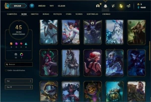 Conta unranked com 105 Champs e 45 Skins - League of Legends LOL