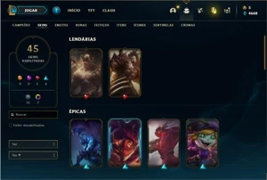 Conta unranked com 105 Champs e 45 Skins - League of Legends LOL