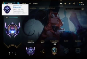 Conta diamante 3 com 31 skins e 60 champs - League of Legends LOL