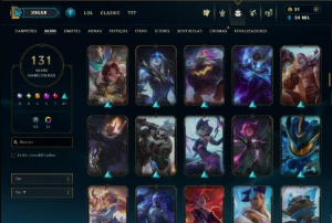 Bronze 1 com TODOS os Champs e 131 Skins (Mais de 100 Jogos) - League of Legends LOL