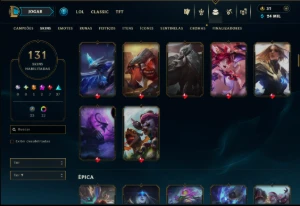 Bronze 1 com TODOS os Champs e 131 Skins (Mais de 100 Jogos) - League of Legends LOL