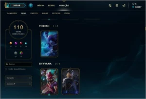 Conta Diamante 110 Skins - League of Legends LOL