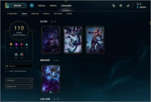 Conta Diamante 110 Skins - League of Legends LOL