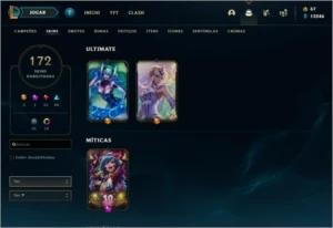 Conta League of Legends Platina 3 172 skins LOL