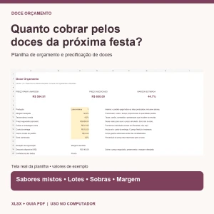 Planilha de Orçamento e Precificação de Doces para Festas