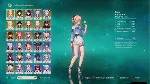 Conta de Genshin Impact AR 57 com 14 personagens 5 estrelas