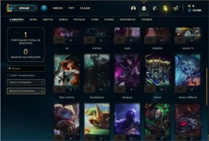 Conta Bronze 3 com 34 Champs e 11 Fragmentos de skins - League of Legends LOL