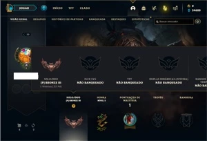Conta Bronze 3 com 34 Champs e 11 Fragmentos de skins - League of Legends LOL