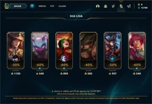Conta Bronze 3 com 34 Champs e 11 Fragmentos de skins - League of Legends LOL