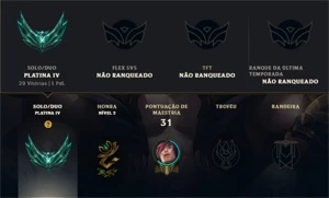 CONTA PLATINA 4 - League of Legends LOL