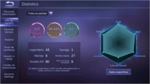 conta mobile legends épico v