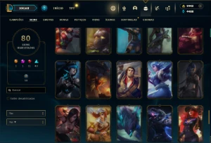 Unranked com 125 Champs e 80 Skins + 1900 RP - League of Legends LOL