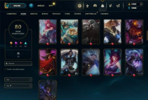 Unranked com 125 Champs e 80 Skins + 1900 RP - League of Legends LOL