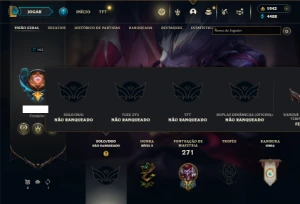 Unranked com 125 Champs e 80 Skins + 1900 RP - League of Legends LOL