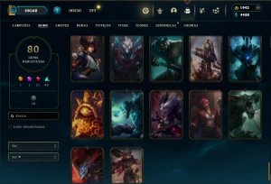 Unranked com 125 Champs e 80 Skins + 1900 RP - League of Legends LOL