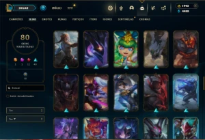 Unranked com 125 Champs e 80 Skins + 1900 RP - League of Legends LOL