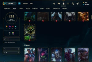 Conta ouro 2 com 140 Champs e 125 Skins ( MAIN JG ) - League of Legends LOL