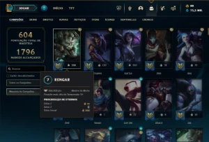 Diamante 2 com TODOS os champs e 167 Skins + 9 Vitoriosas - League of Legends LOL