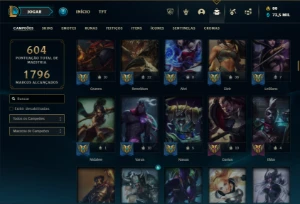 Diamante 2 com TODOS os champs e 167 Skins + 9 Vitoriosas - League of Legends LOL