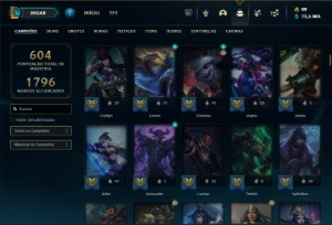 Diamante 2 com TODOS os champs e 167 Skins + 9 Vitoriosas - League of Legends LOL