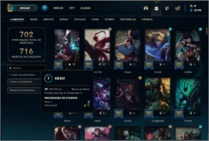 Conta ouro 2 com TODOS os champs e 329 skins - League of Legends LOL