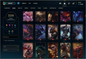 Conta ouro 2 com TODOS os champs e 329 skins - League of Legends LOL