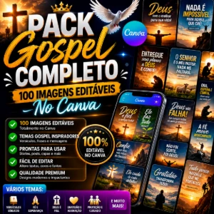 Pack Gospel Completo (100 Imagens Editáveis no Canva) - Artes e Templates Artes Canva
