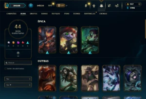 Esmeralda 3 com 90 Champs e 44 Skins - League of Legends LOL