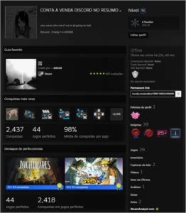 Conta Steam LVL 51, 25+ Jogos, 39 Medalhas