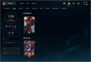 conta de lol 298 skin, level 245, 1700 reais investidos - League of Legends