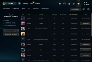 Conta ouro 4 com 28 Champs e 9 Skins + 2 Fragmentos - League of Legends LOL
