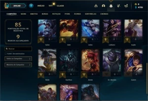 Conta ouro 4 com 28 Champs e 9 Skins + 2 Fragmentos - League of Legends LOL