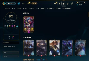 Bronze 4 com 120 Champs e 92 Skins ( ADC / JG ) - League of Legends LOL