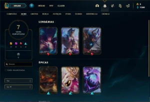 Conta prata 3 com 25 Champs e 7 Skins + 1 Fragmento - League of Legends LOL
