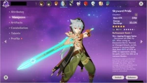 Genshin Impact  AR56 - 8 personagens 5*, 2 armas 5*