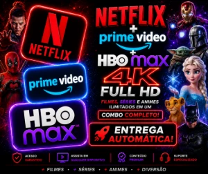 Netflix + Hbo max + Prime video -30 Dias -Entrega automatica - Assinaturas e Premium