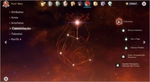 Conta Genshin Impact AR 55 Ganyu + Klee + Diluc + 4 Armas 5*