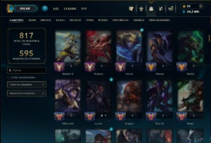 Unranked com TODOS os Champs e 182 Skins ( Nivel 518 ) - League of Legends LOL