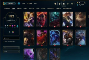 Unranked com TODOS os Champs e 182 Skins ( Nivel 518 ) - League of Legends LOL