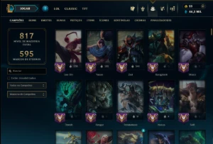 Unranked com TODOS os Champs e 182 Skins ( Nivel 518 ) - League of Legends LOL