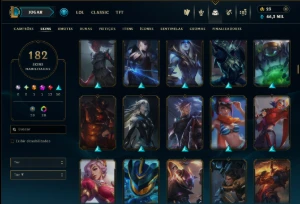 Unranked com TODOS os Champs e 182 Skins ( Nivel 518 ) - League of Legends LOL