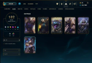 Unranked com TODOS os Champs e 182 Skins ( Nivel 518 ) - League of Legends LOL