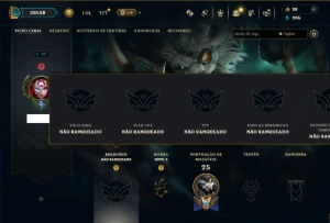 Unranked com 30 Champs e 9 Skins - League of Legends LOL